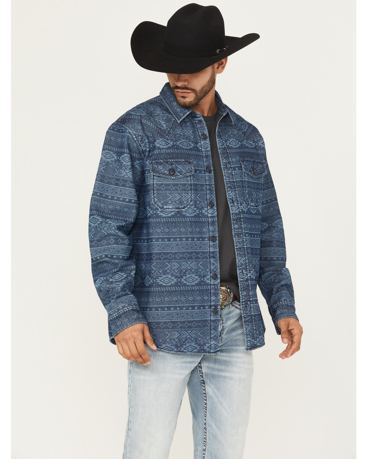 Men's Tonal Southwestern Print Fleece Lined Shirt Jacket | Cody James Clothing|Sale