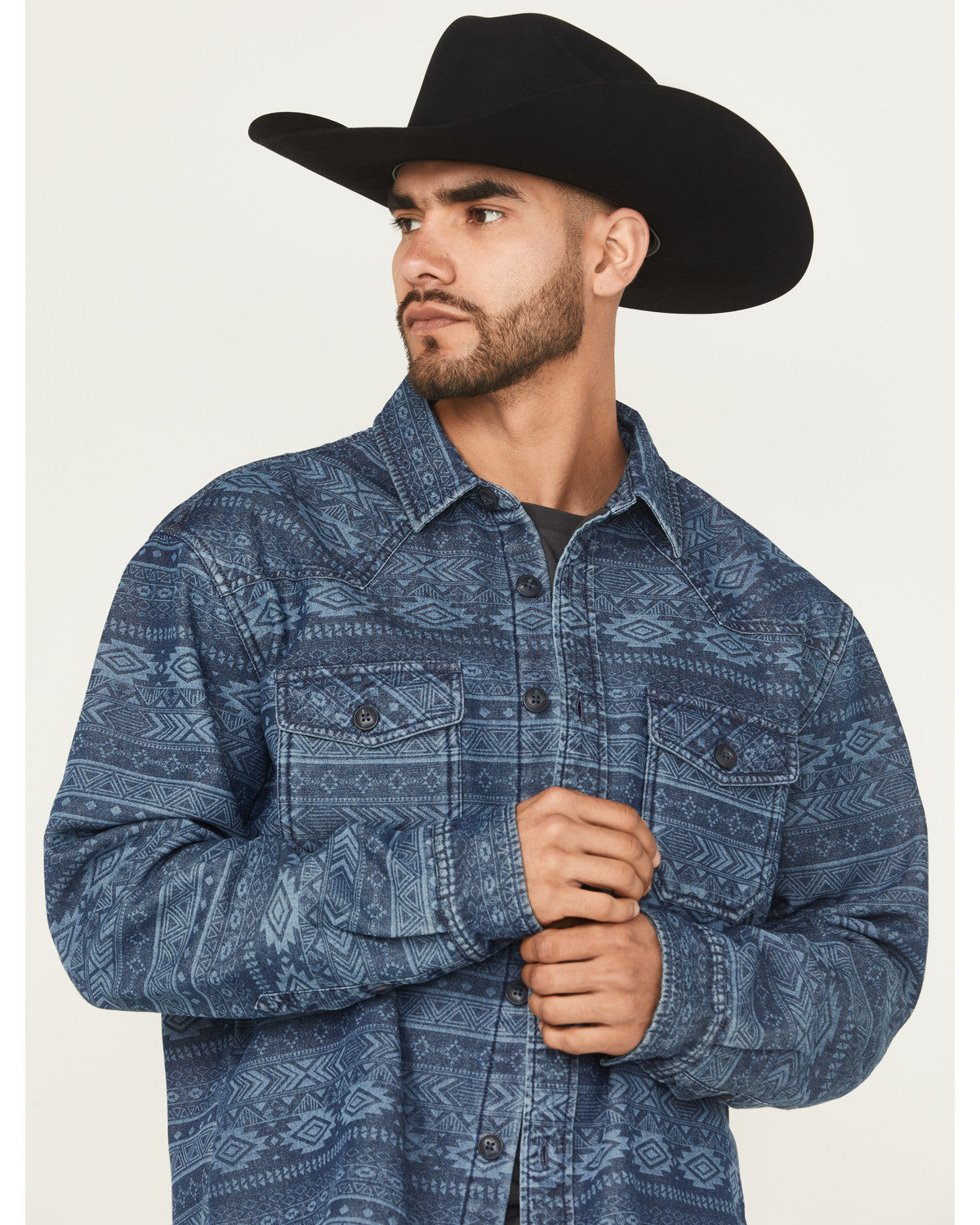 Men's Tonal Southwestern Print Fleece Lined Shirt Jacket | Cody James Clothing|Sale