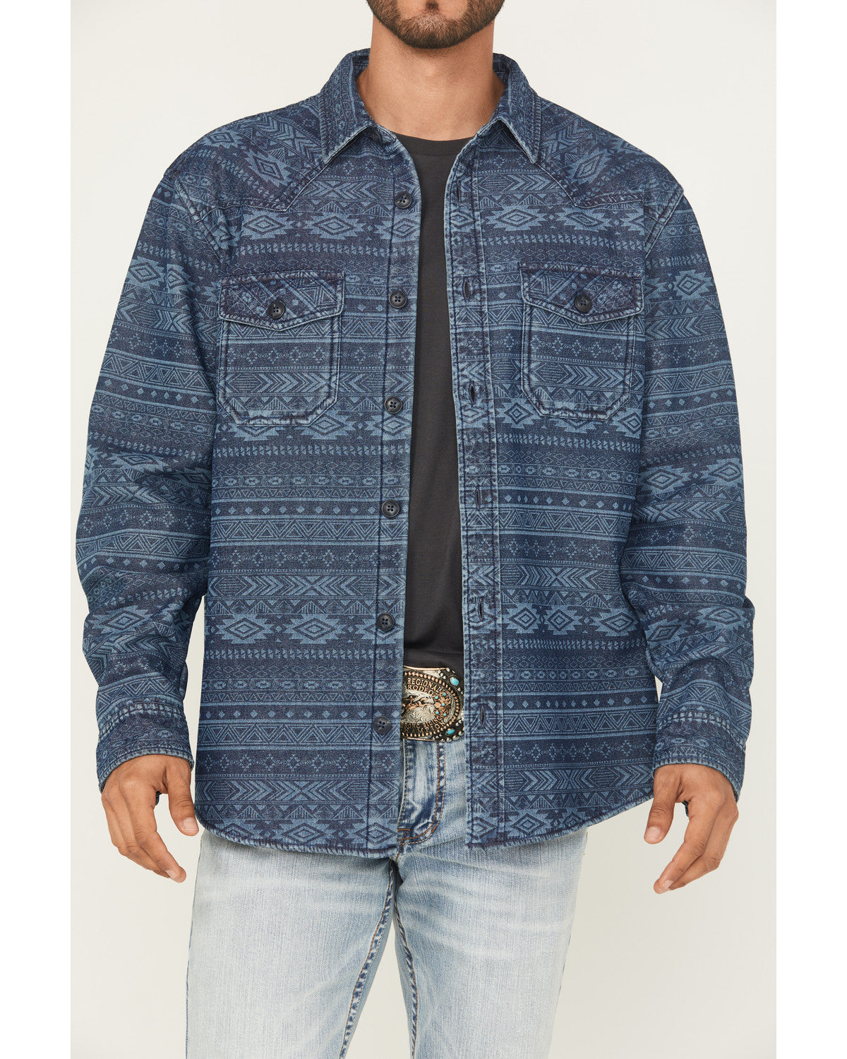 Men's Tonal Southwestern Print Fleece Lined Shirt Jacket | Cody James Clothing|Sale