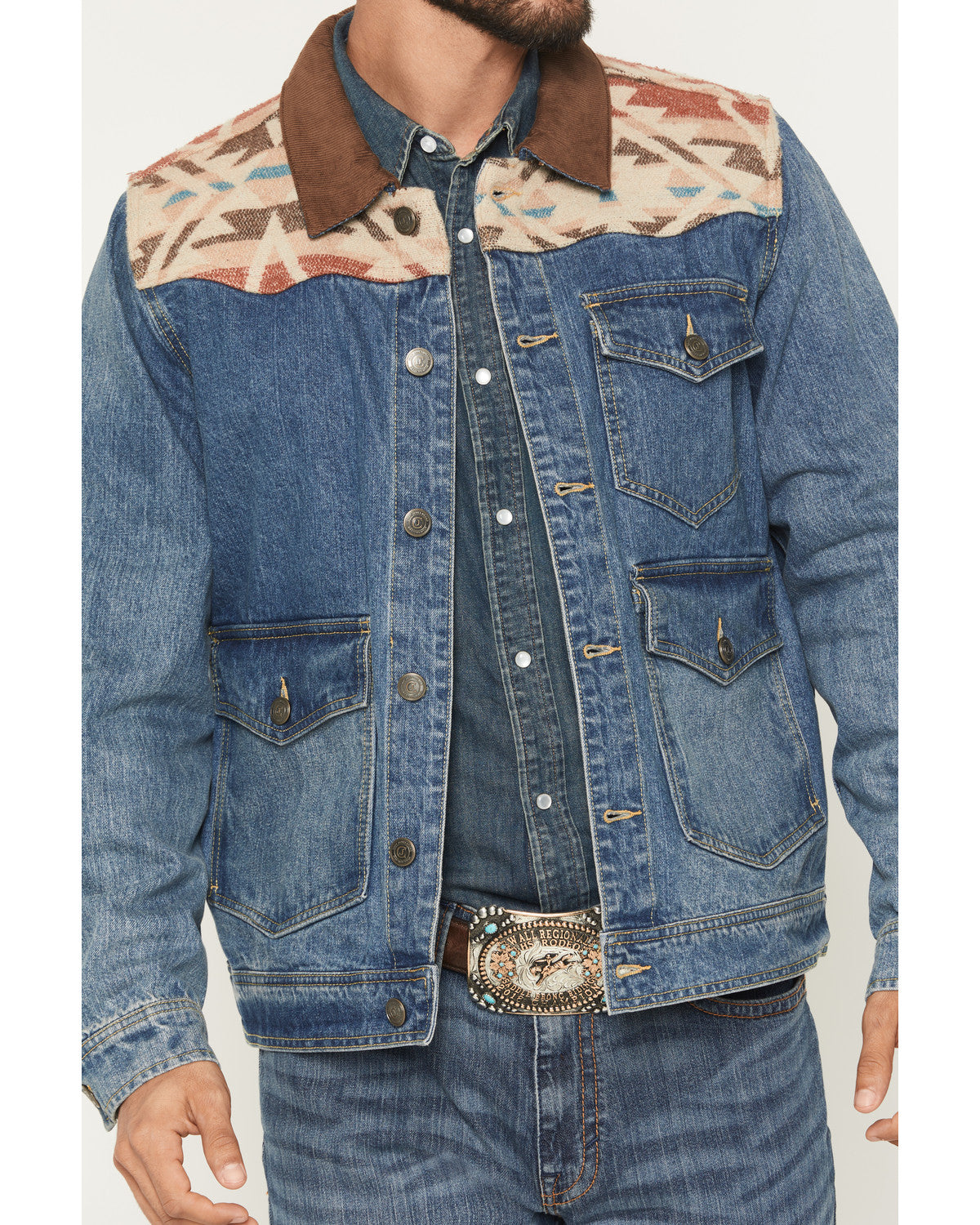 Men's Southwestern Blanket Yoke Unlined Denim Jacket | Cody James Clothing|Sale