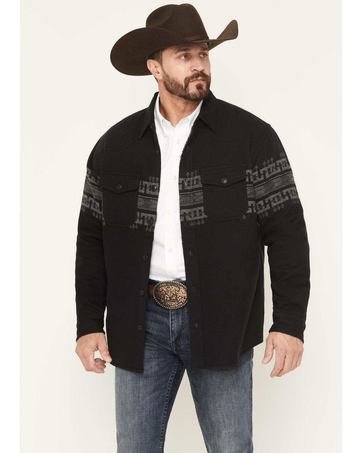 Men's Southwestern Border Print Sherpa Lined Flannel Shirt | Cody James Clothing|Sale