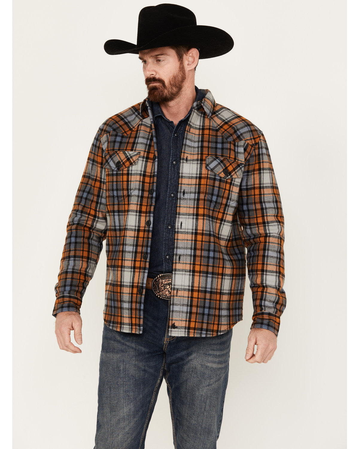 Men's Plaid Long Sleeve Button-Down Shirt Jacket | Cody James Clothing|Sale