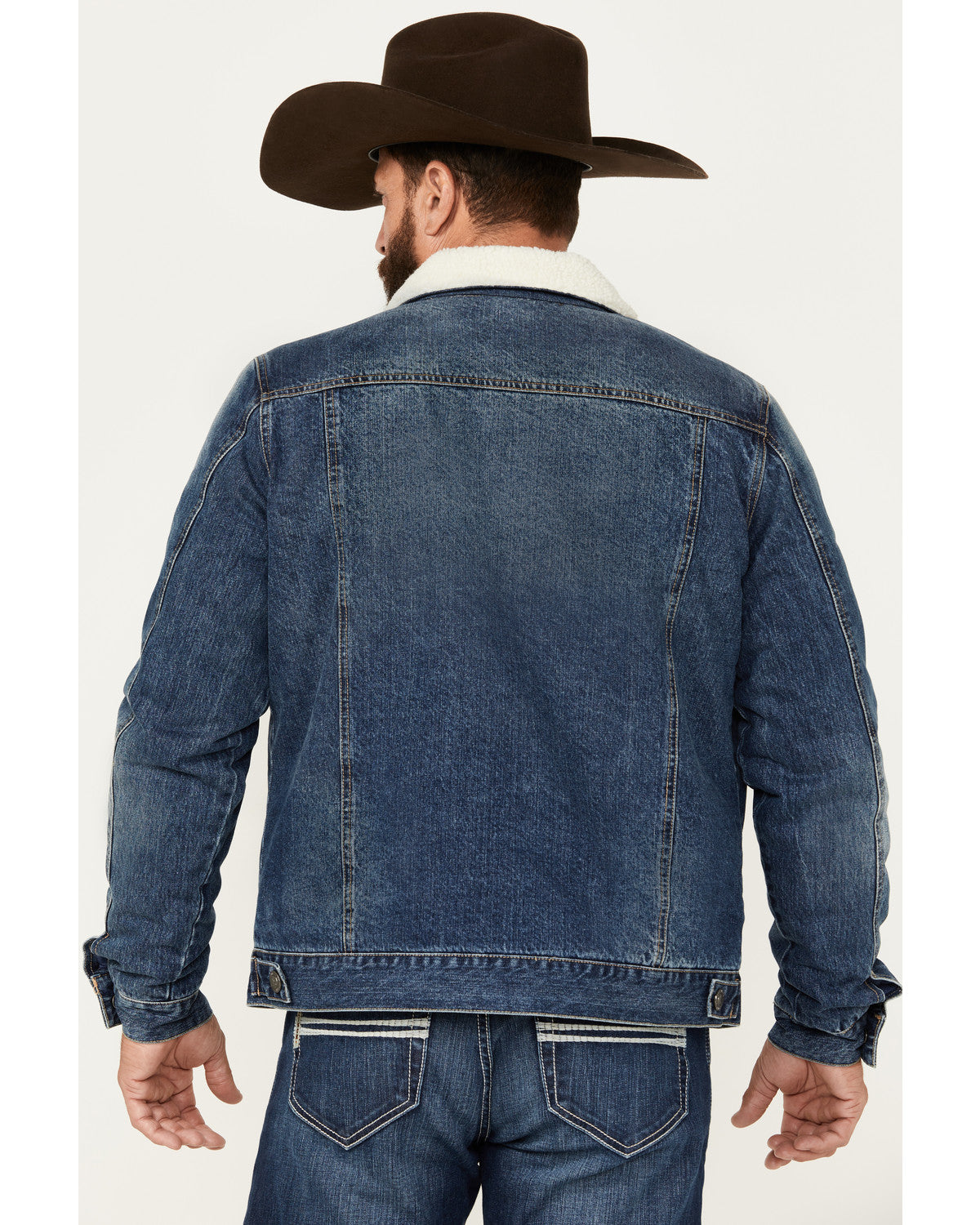 Men's Medium Wash Snap Sherpa Denim Jacket | Cody James Clothing