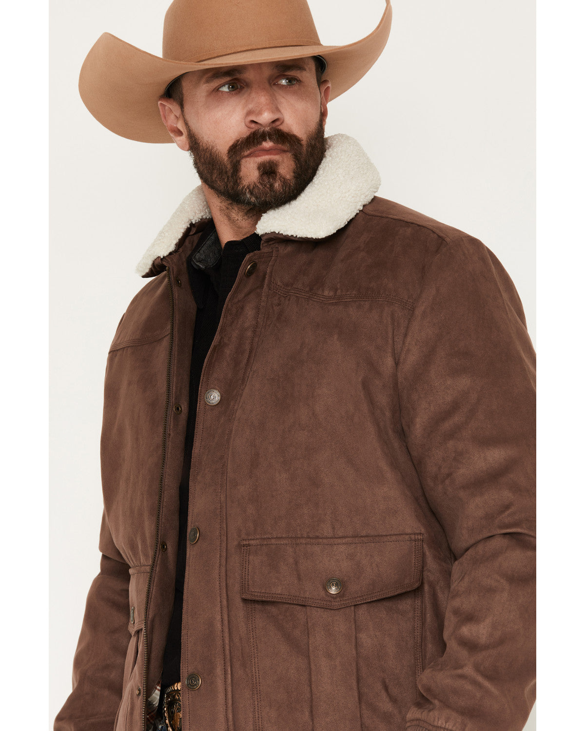 Men's Edward Faux Suede Snap Sherpa Bomber Jacket | Cody James Clothing