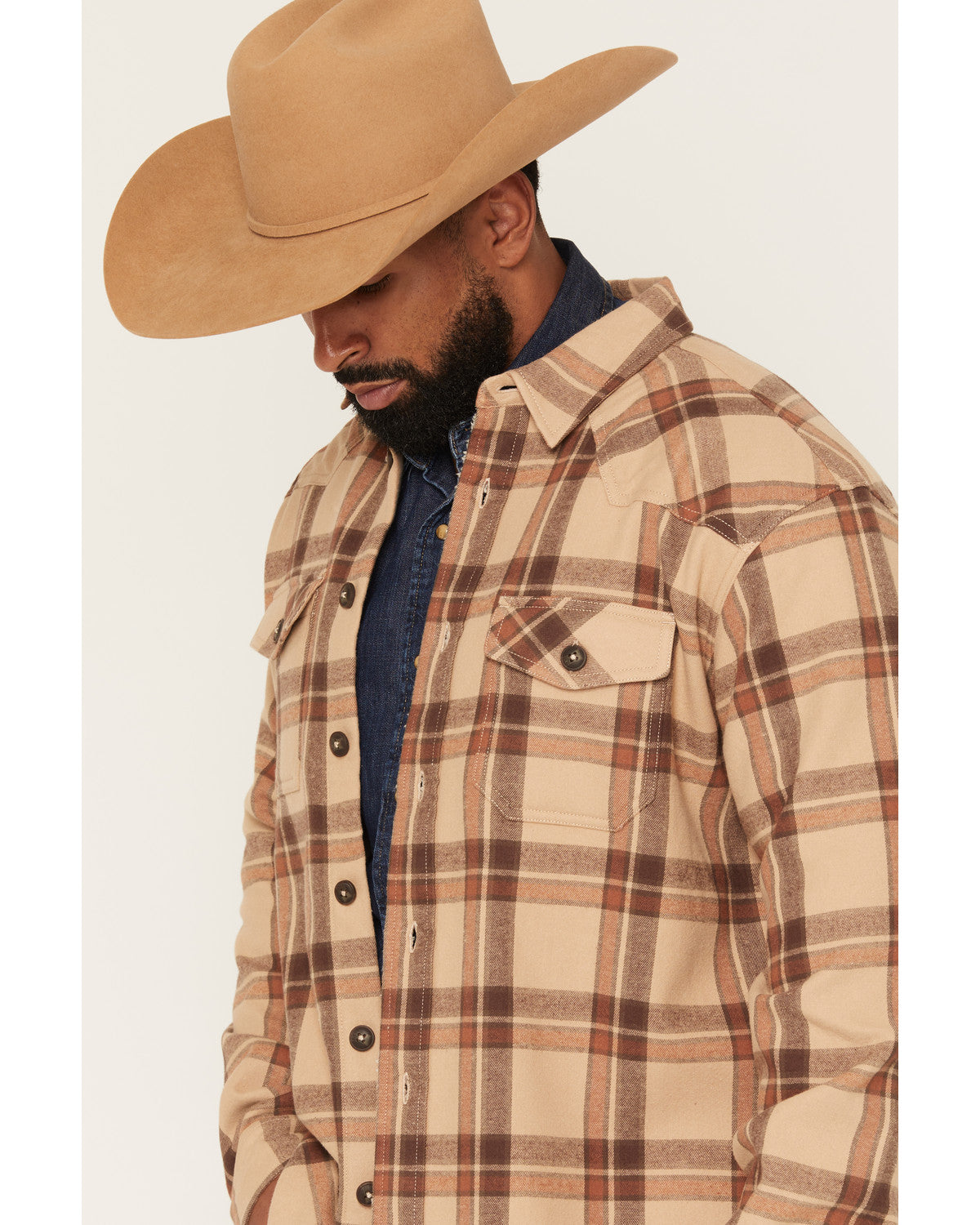 Men's Hombre Plaid Print Sherpa Lined Shirt Jacket | Cody James Clothing