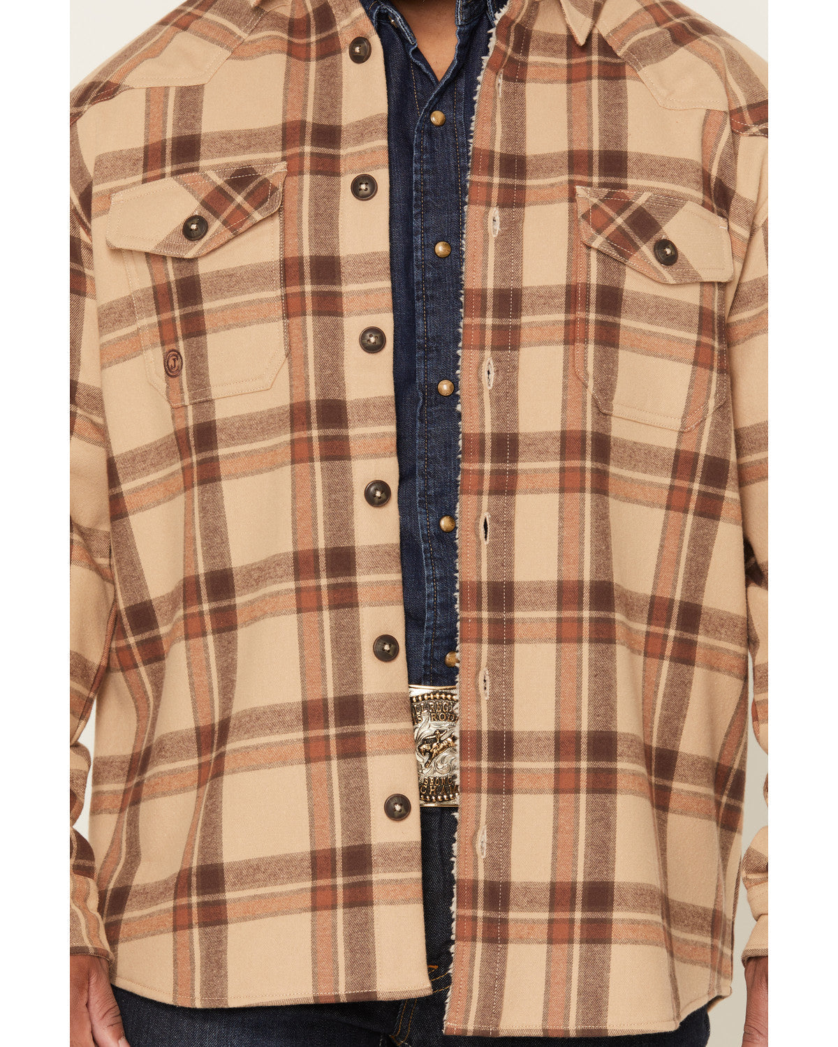 Men's Hombre Plaid Print Sherpa Lined Shirt Jacket | Cody James Clothing