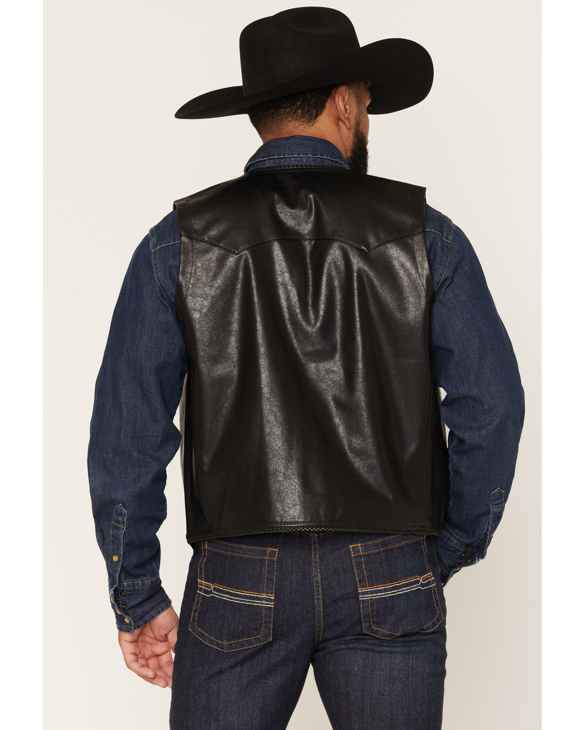 Men's Hogan Faux Leather Braided Trim Button-Down Vest | Cody James Clothing