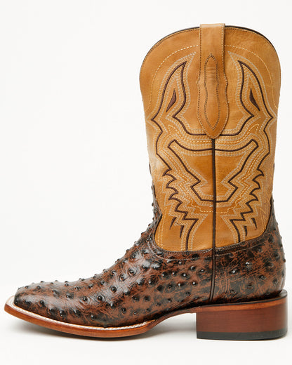 Men's Badlands Ostrich Print Western Boots - Broad Square T | Cody James Boots