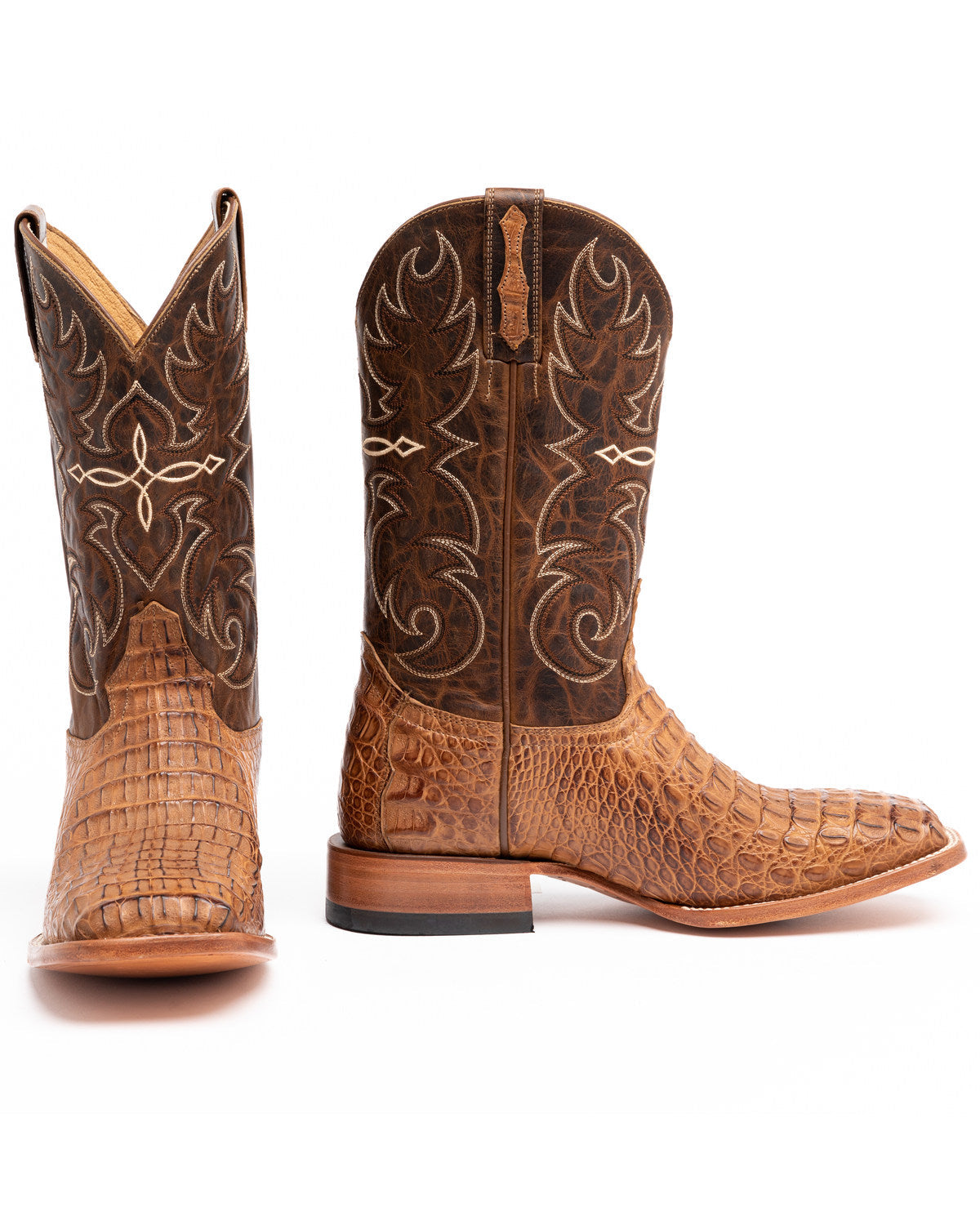 Men's Burnished Caiman Exotic Boots - Broad Square Toe | Cody James Boots