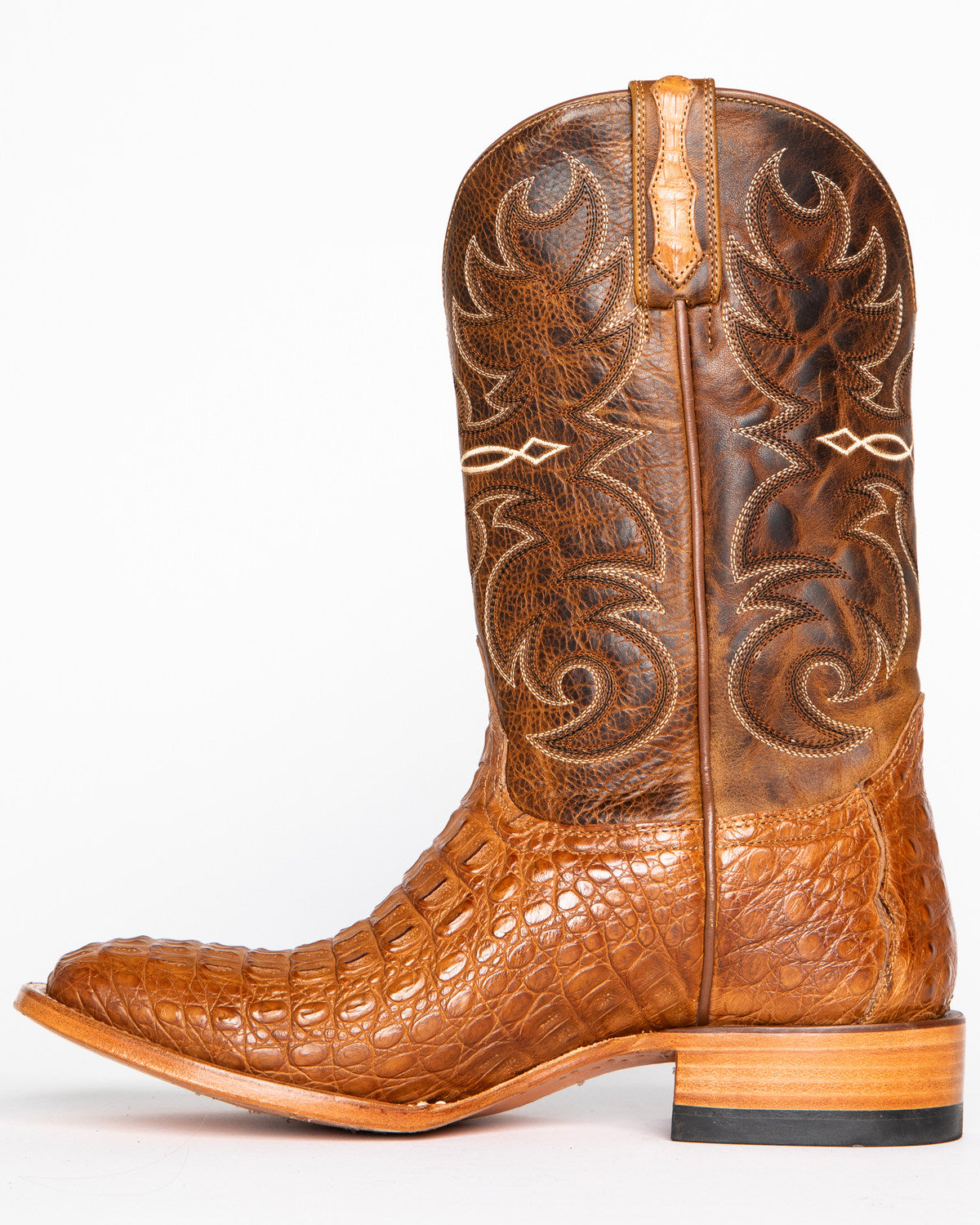 Men's Burnished Caiman Exotic Boots - Broad Square Toe | Cody James Boots