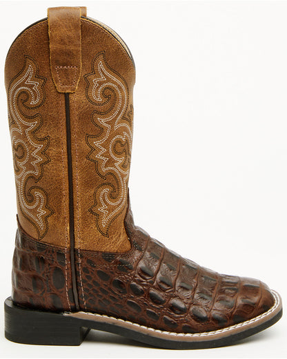 Boys' Dale Crocodile Print Western Boots - Broad Square Toe | Cody James Boots