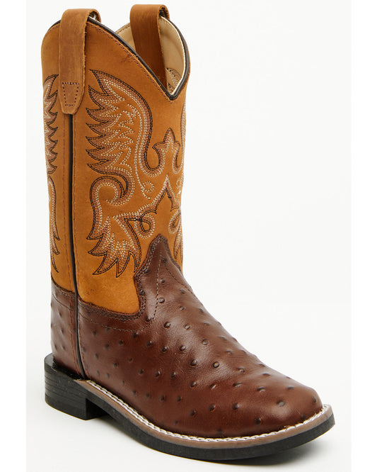 Boys' Dean Ostrich Print Western Boots - Broad Square Toe | Cody James Boots|Boys|Sale