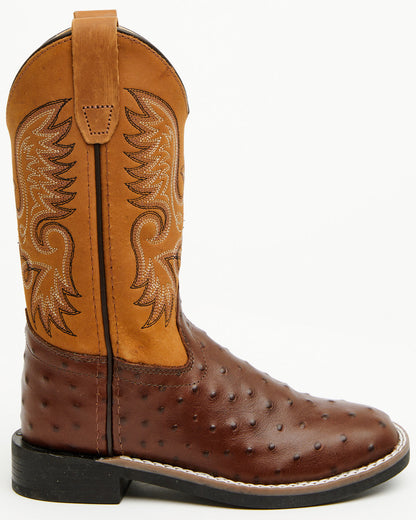 Boys' Dean Ostrich Print Western Boots - Broad Square Toe | Cody James Boots|Boys|Sale