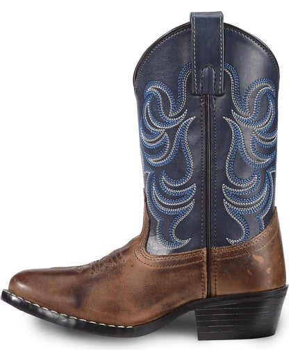 Boys' Holt Two-Tone Embroidered Western Boots - Round Toe | Cody James Boots