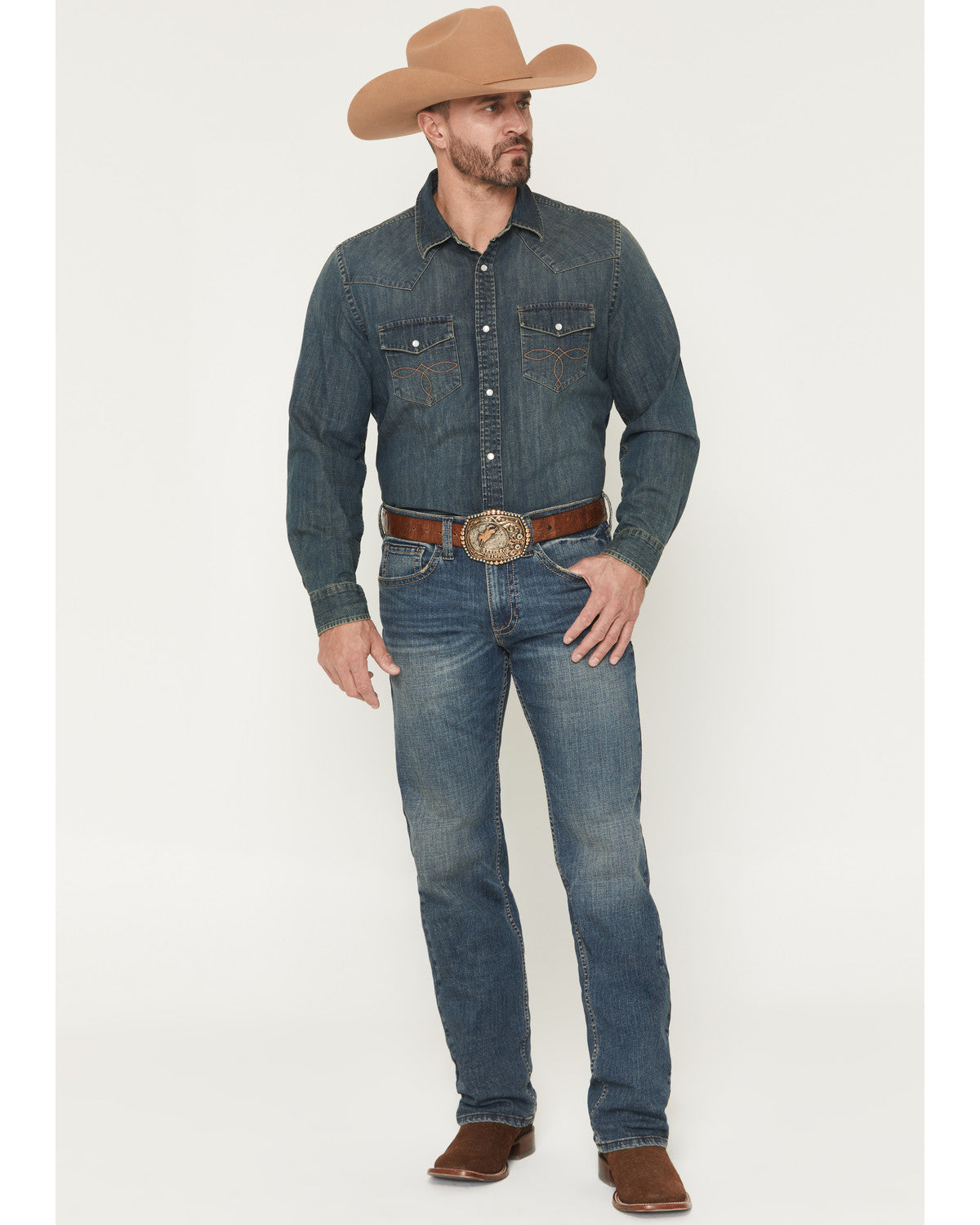 Men's Grullo Wash Wyatt Slim Bootcut Stretch Denim Jeans | Cody James Clothing