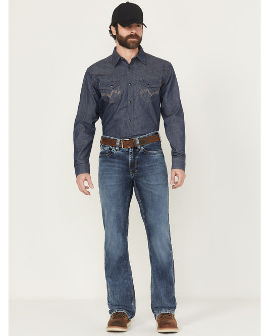 Men's FR Medium Wash Slim Bootcut Stretch Denim Work Jeans | Cody James Clothing