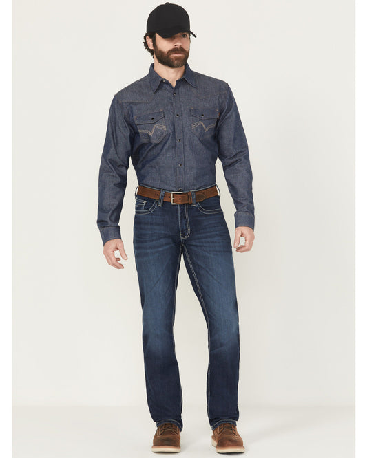Men's FR Medium Wash Slim Straight Stretch Denim Work Jeans | Cody James Clothing