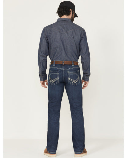 Men's FR Medium Wash Slim Straight Stretch Denim Work Jeans | Cody James Clothing