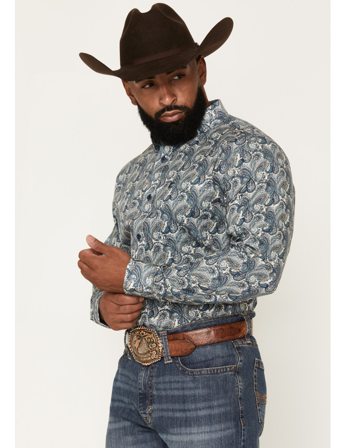 Men's Lost Resort Paisley Print Long Sleeve Button-Down Str | Cody James Clothing