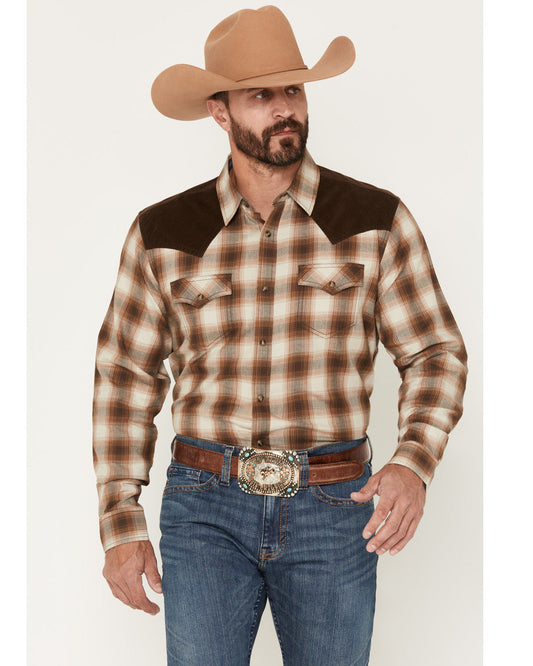 Men's Mad Plaid Print Corduroy Long Sleeve Snap Western Shi | Cody James Clothing