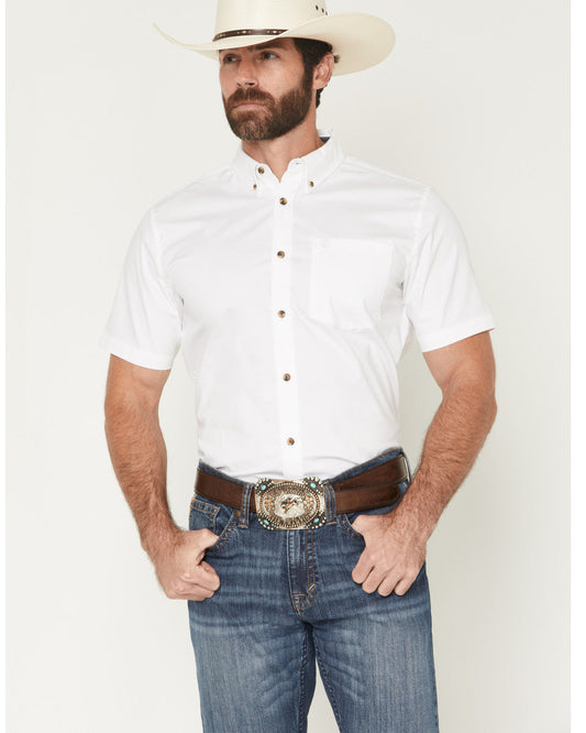Men's Basic Solid Short Sleeve Button-Down Stretch Western | Cody James Clothing