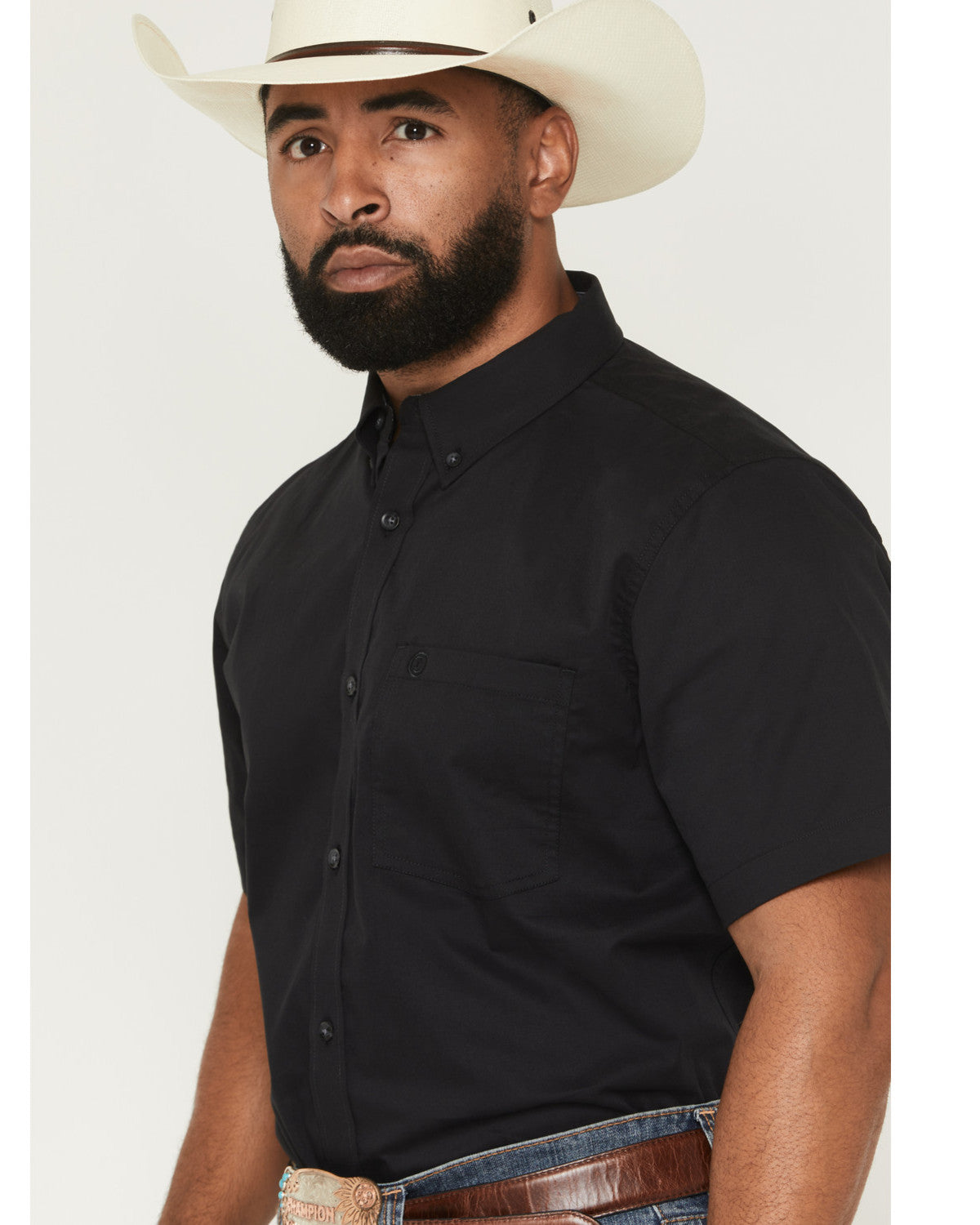 Men's Basic Solid Short Sleeve Button-Down Stretch Western | Cody James Clothing