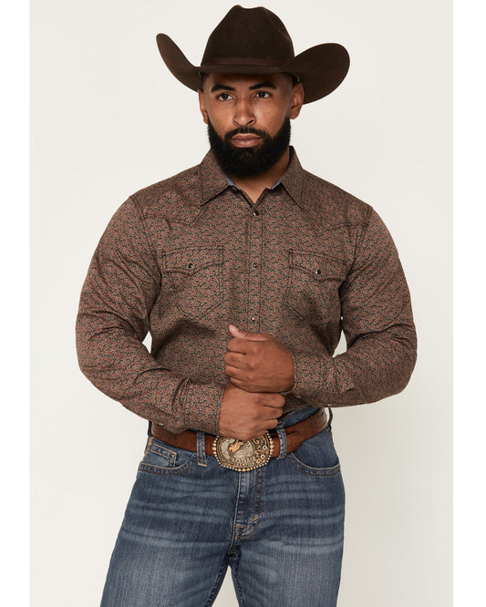 Men's Fireball Geo Print Long Sleeve Snap Western Shirt - T | Cody James Clothing
