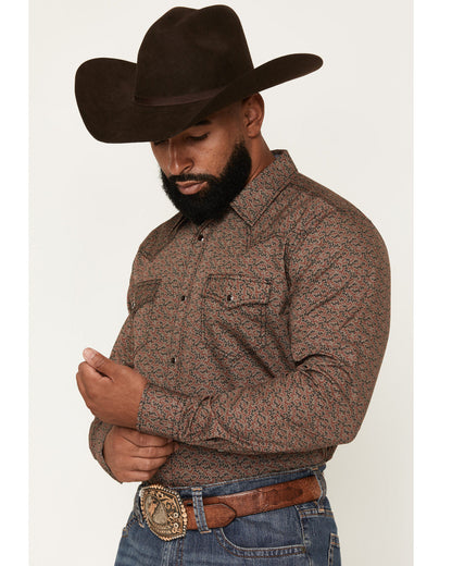 Men's Fireball Geo Print Long Sleeve Snap Western Shirt - T | Cody James Clothing