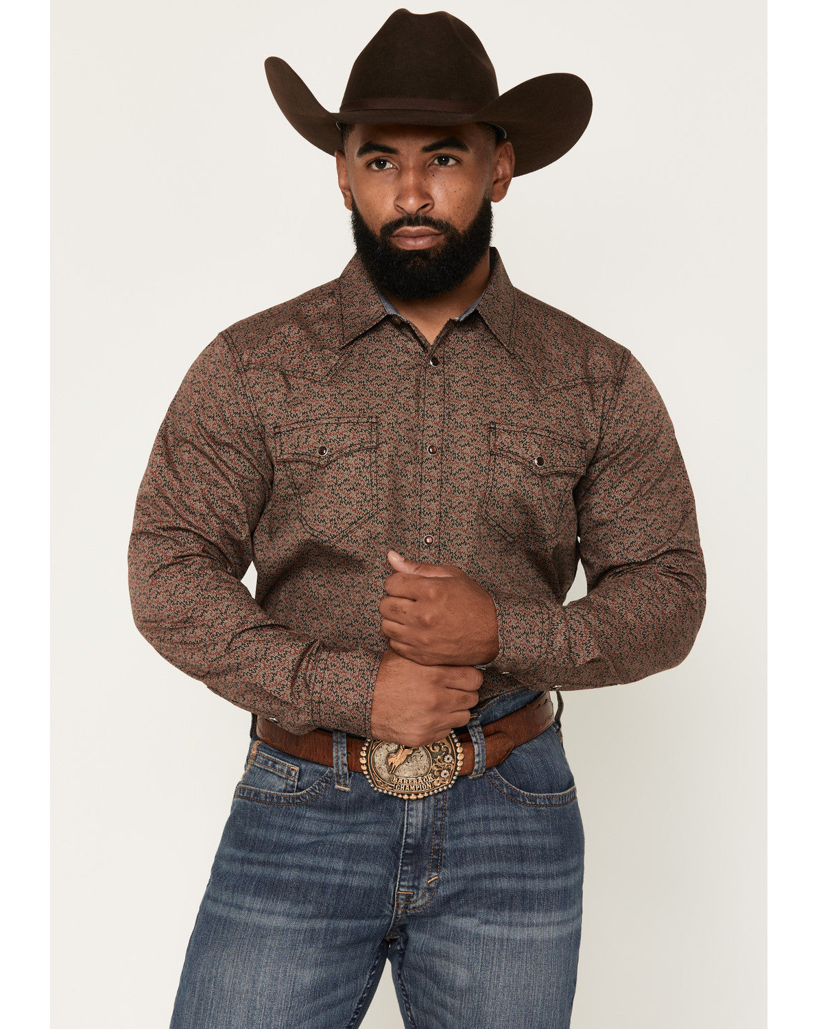 Men's Fireball Geo Print Long Sleeve Snap Western Shirt - B | Cody James Clothing