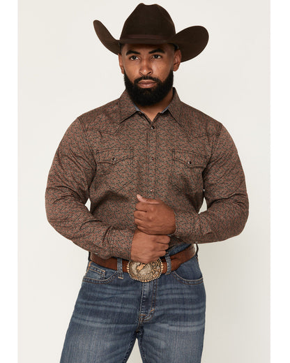 Men's Fireball Geo Print Long Sleeve Snap Western Shirt - B | Cody James Clothing