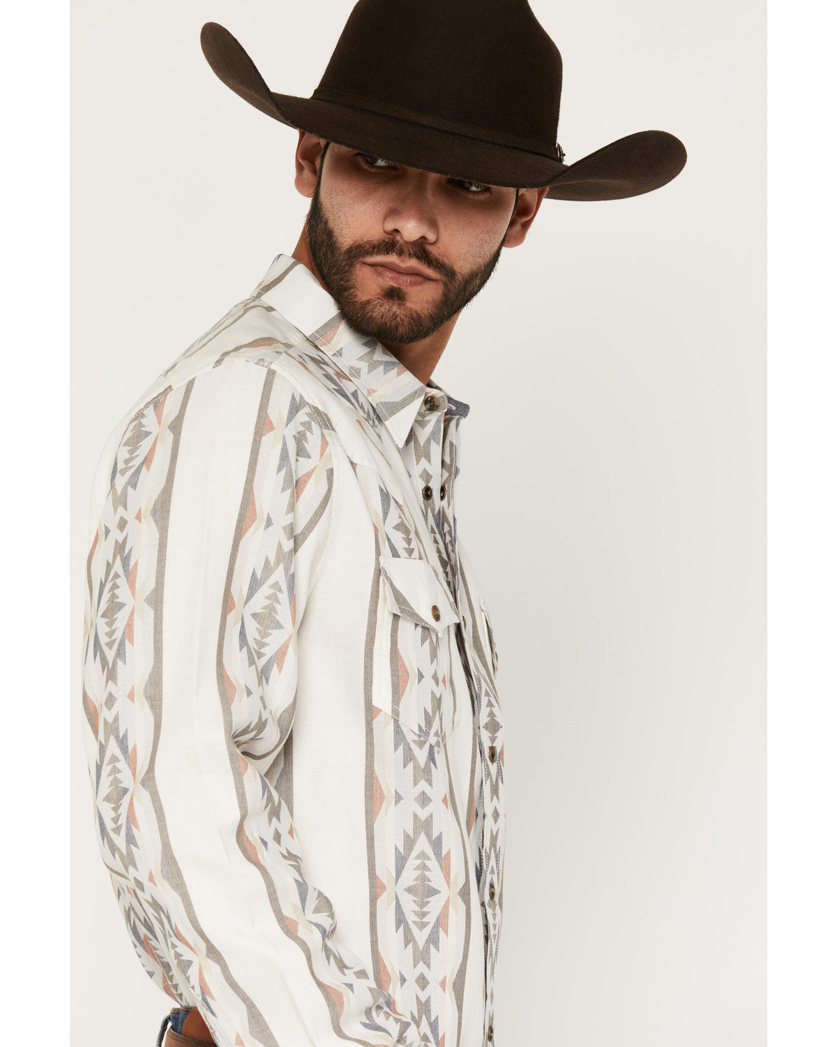 Men's Cowboy Boogie Southwestern Stripe Print Long Sleeve S | Cody James Clothing