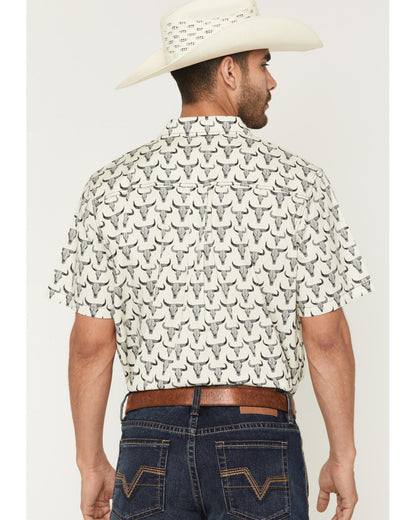 Men's Toro Steer Head Print Short Sleeve Button-Down Stretc | Cody James Clothing