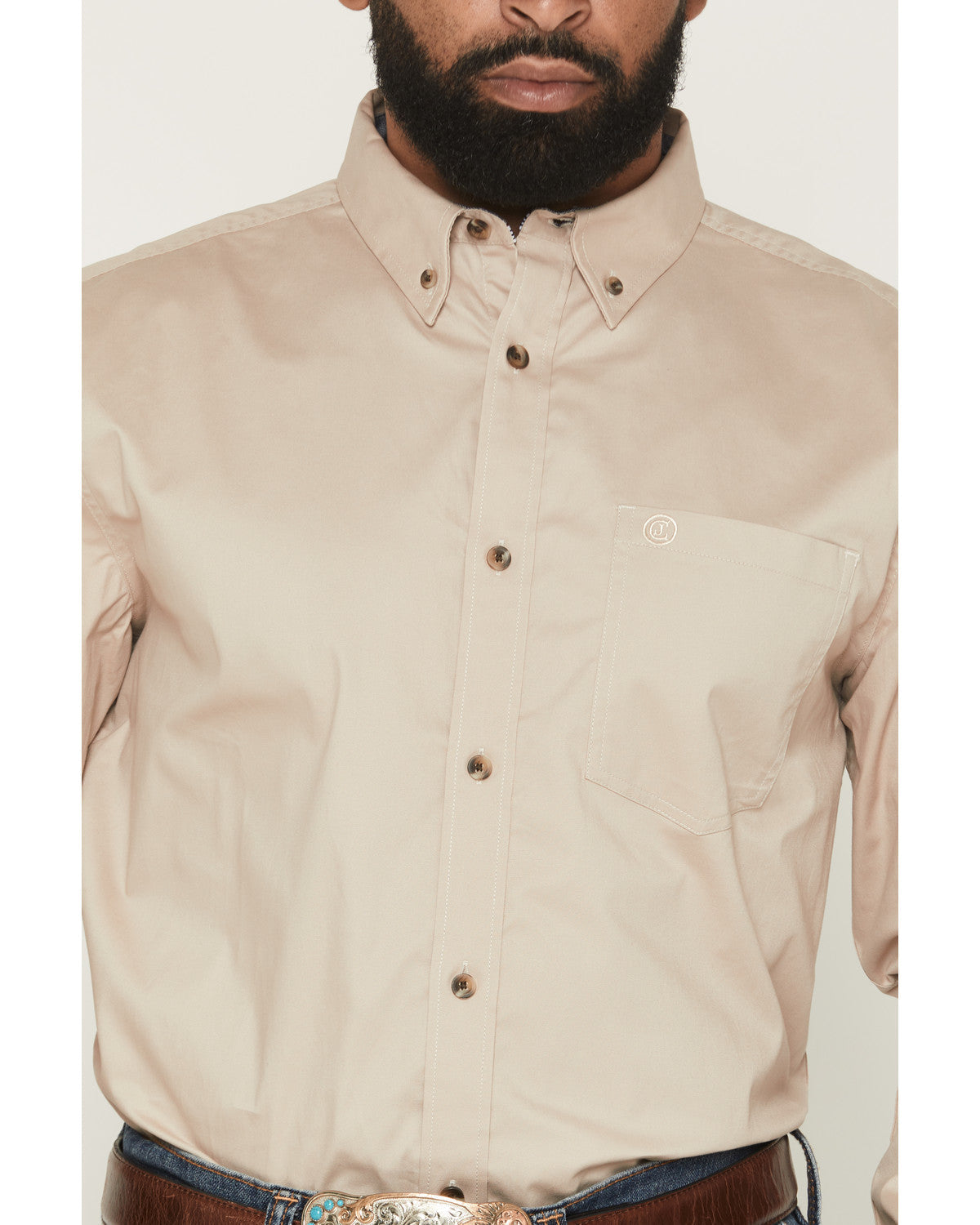 Men's Basic Solid Long Sleeve Button-Down Stretch Western S | Cody James Clothing