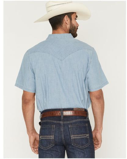 Men's Horizon Chambray Light Wash Short Sleeve Snap Western | Cody James Clothing