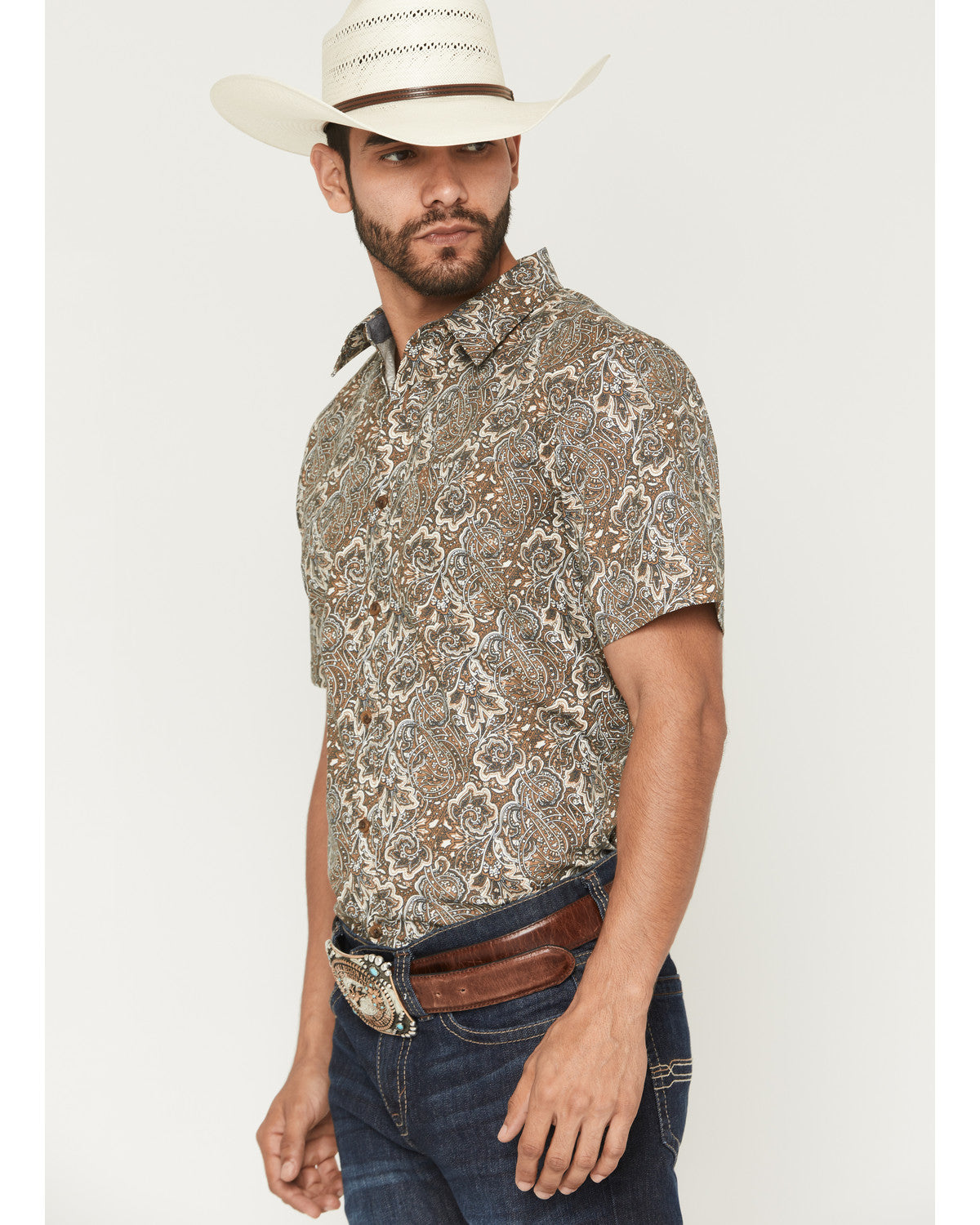 Men's Wells Floral Paisley Print Short Sleeve Button-Down S | Cody James Clothing