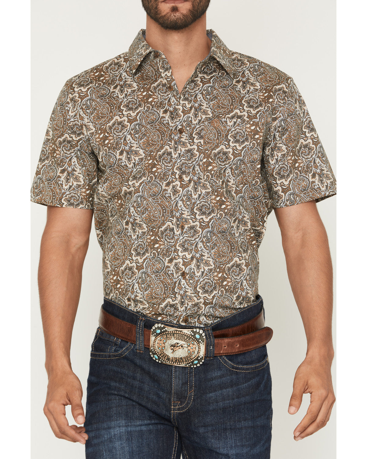 Men's Wells Floral Paisley Print Short Sleeve Button-Down S | Cody James Clothing