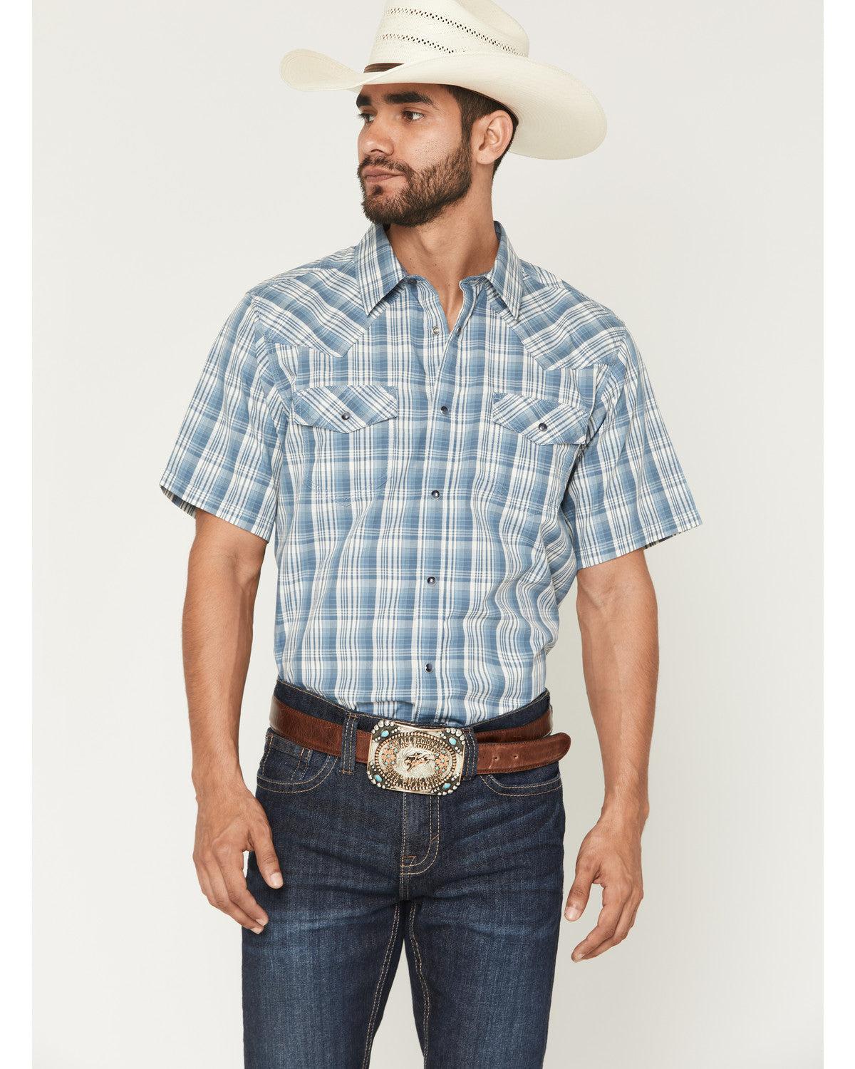 Men's Briggs Plaid Print Short Sleeve Snap Western Shirt - | Cody James Clothing