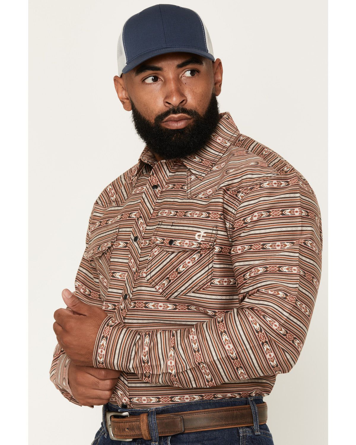 Men's FR Gila Striped Print Long Sleeve Snap Stretch Work S | Cody James Clothing