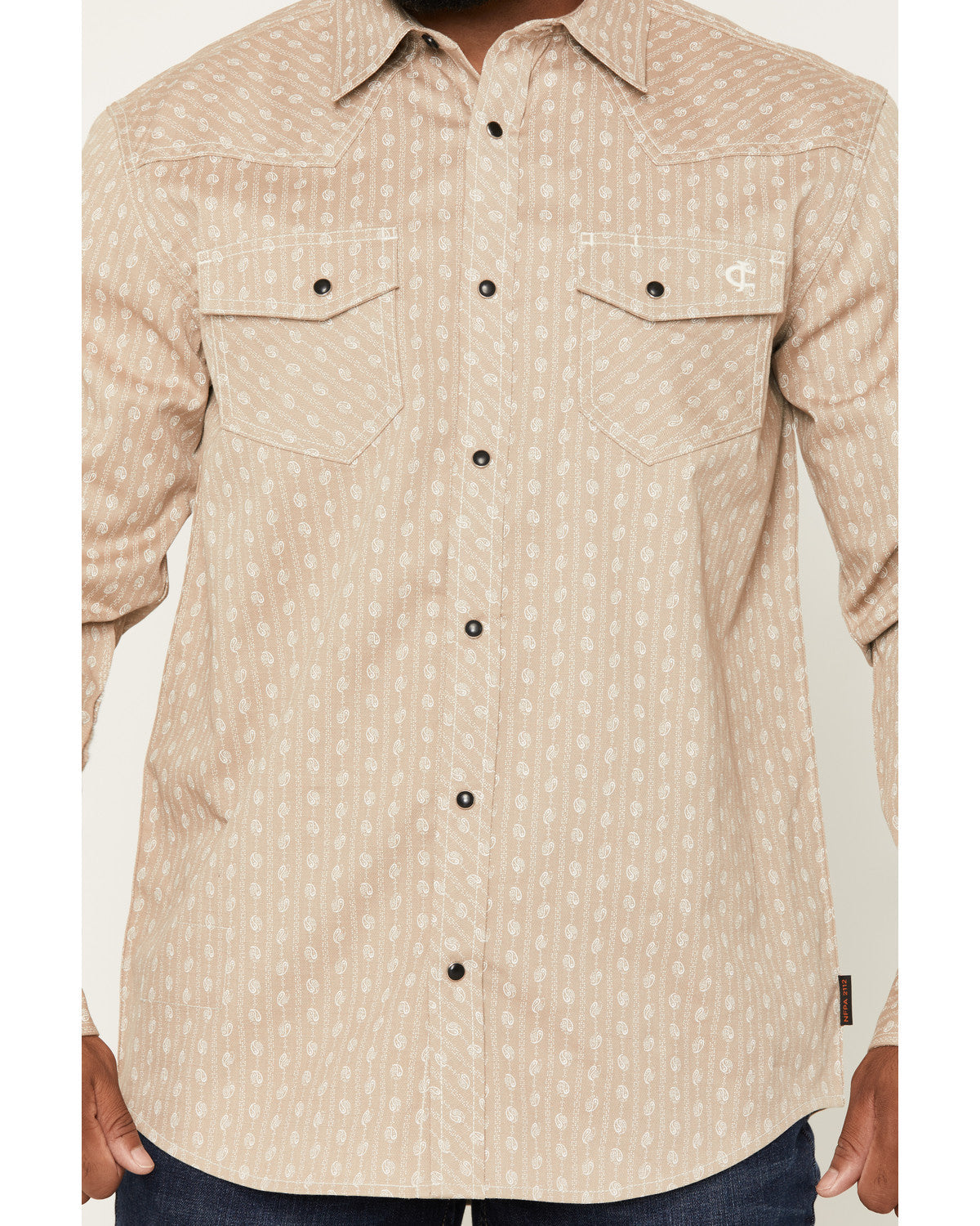 Men's FR Paisley Striped Print Long Sleeve Snap Stretch Wor | Cody James Clothing