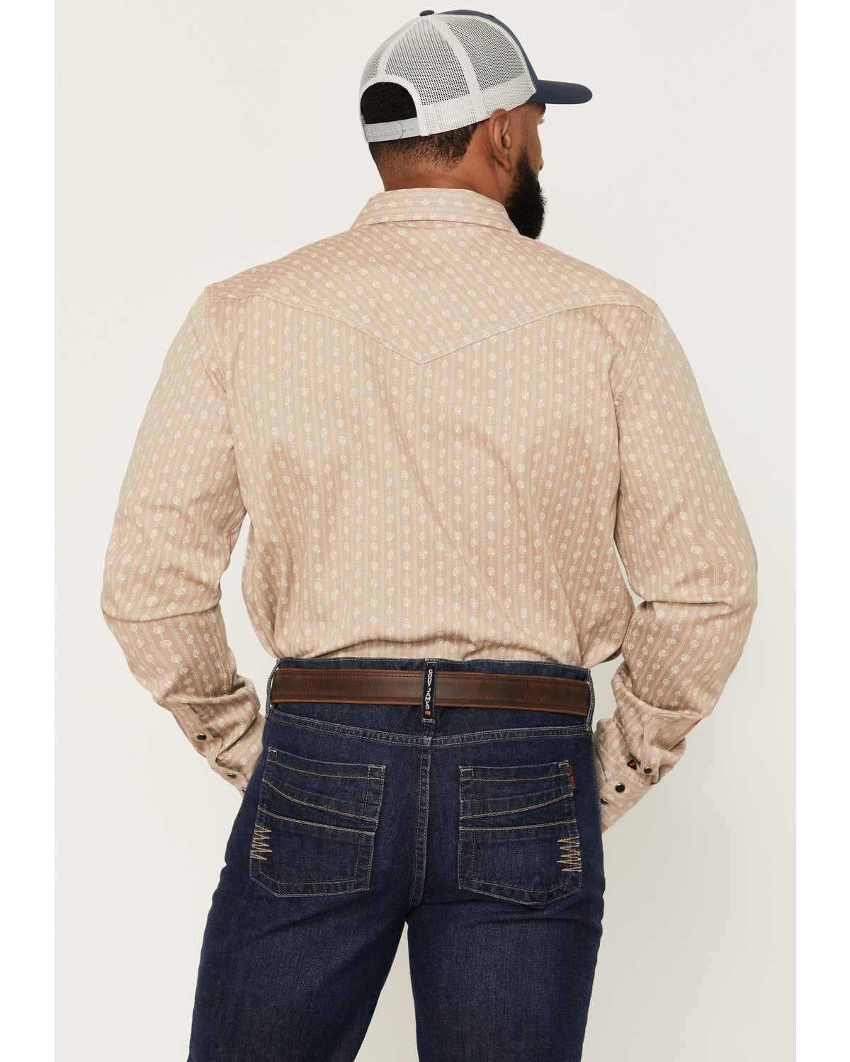 Men's FR Paisley Striped Print Long Sleeve Snap Stretch Wor | Cody James Clothing