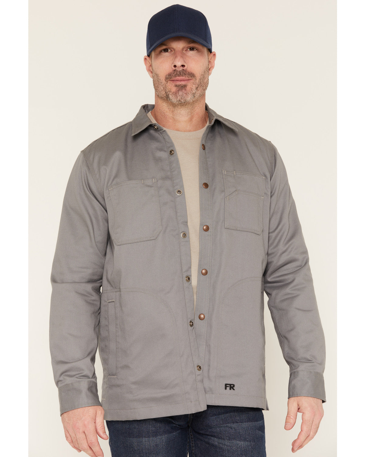 Men's FR Solid Lined Long Sleeve Snap Work Shirt Jacket | Cody James Clothing
