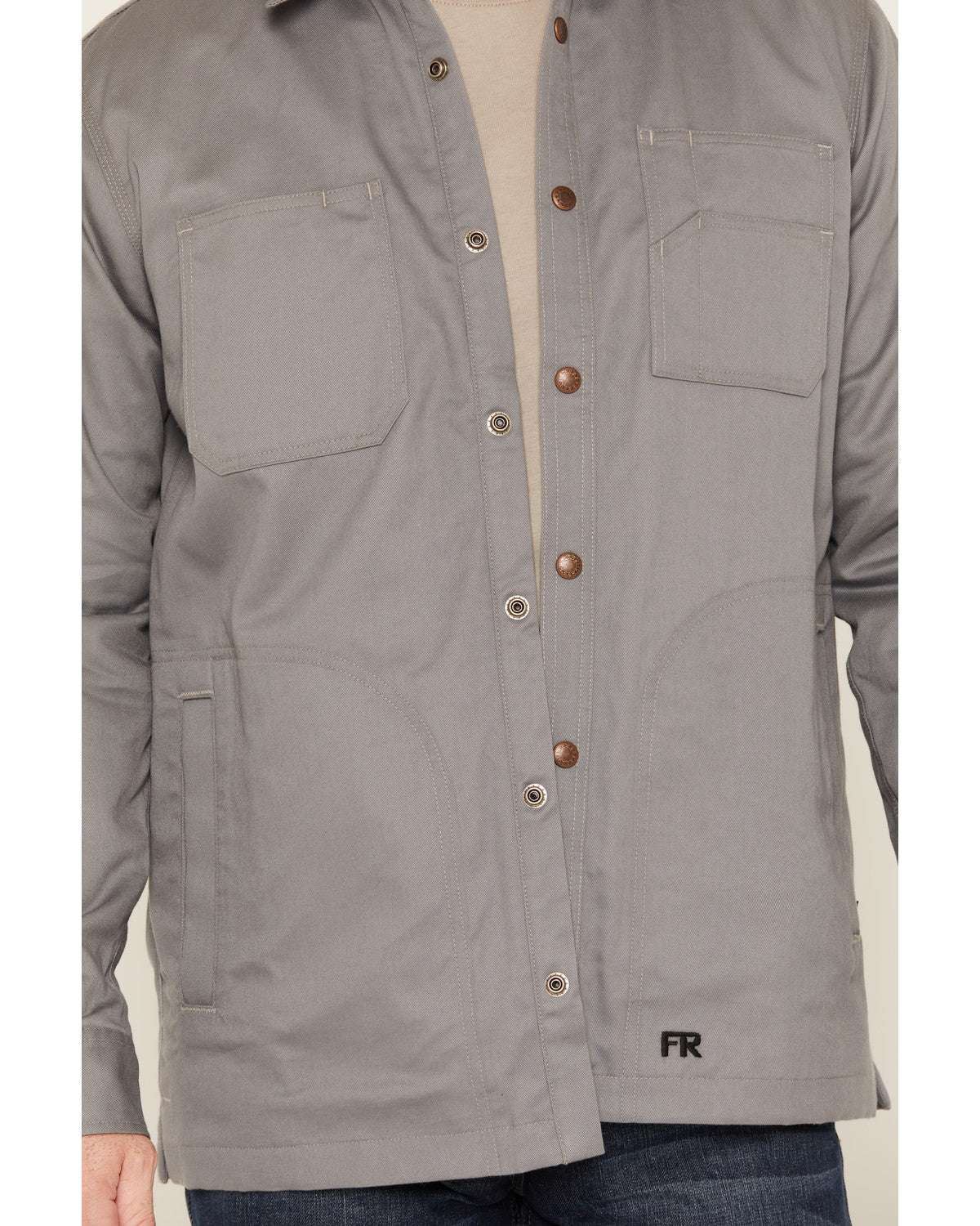 Men's FR Solid Lined Long Sleeve Snap Work Shirt Jacket | Cody James Clothing