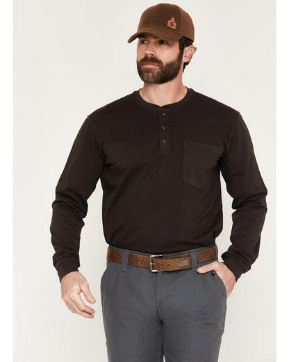 Men's FR Roughneck Solid Long Sleeve Snap Henley Work Shirt | Cody James Clothing