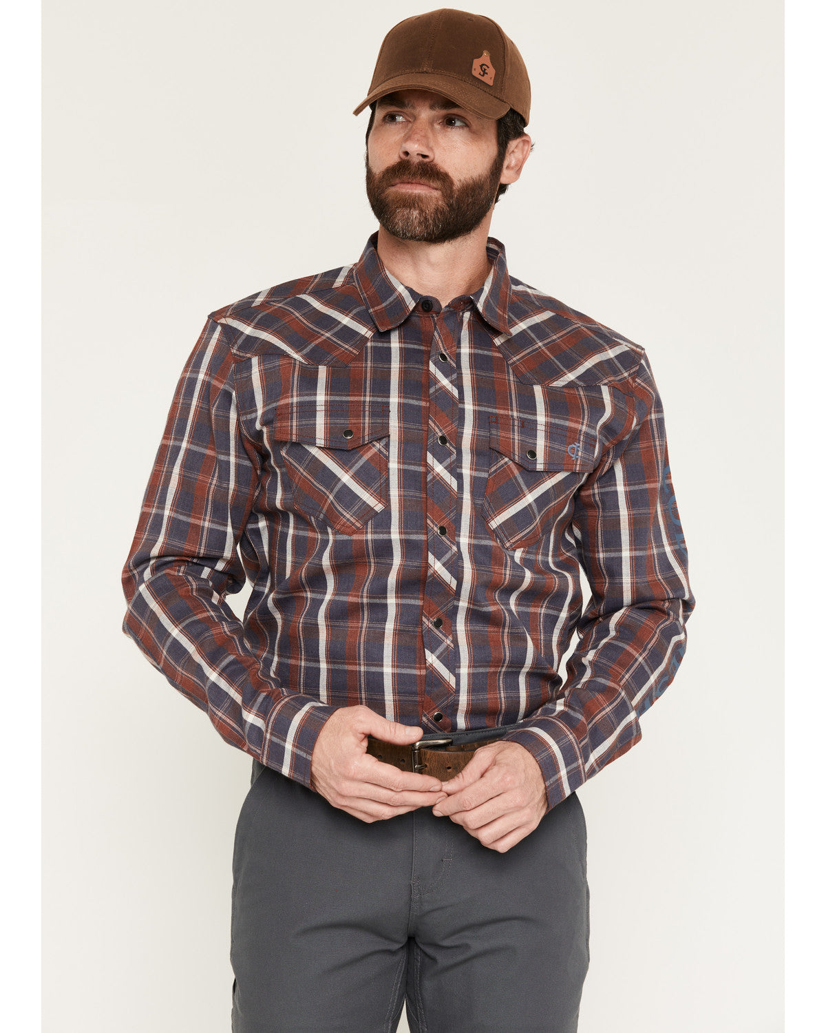 Men's FR McGregor Plaid Print Long Sleeve Snap Work Shirt | Cody James Clothing