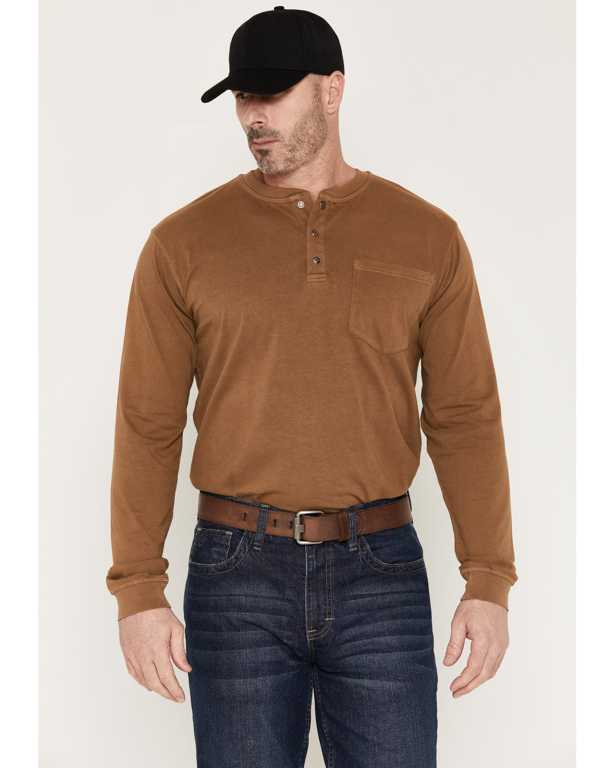 Men's FR Roughneck Solid Long Sleeve Snap Henley Work Shirt | Cody James Clothing