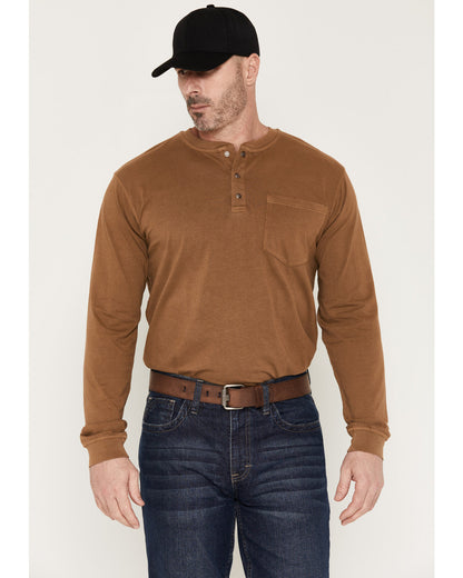 Men's FR Roughneck Solid Long Sleeve Snap Henley Work Shirt | Cody James Clothing