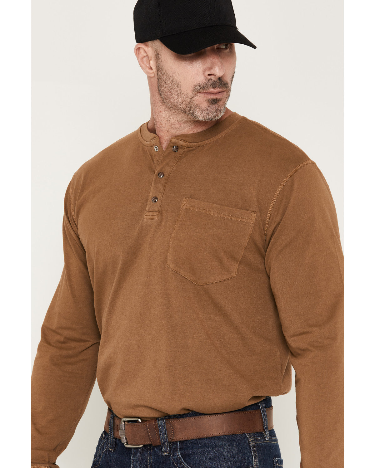 Men's FR Roughneck Solid Long Sleeve Snap Henley Work Shirt | Cody James Clothing