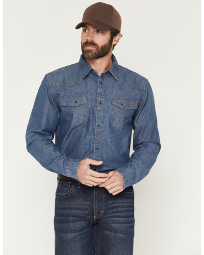 Men's FR Playa Ripstop Denim Long Sleeve Snap Work Shirt | Cody James Clothing