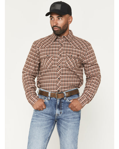 Men's FR Hondo Plaid Print Long Sleeve Snap Stretch Work Sh | Cody James Clothing