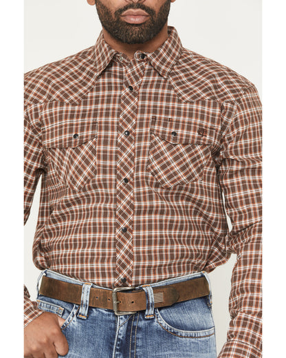 Men's FR Hondo Plaid Print Long Sleeve Snap Stretch Work Sh | Cody James Clothing